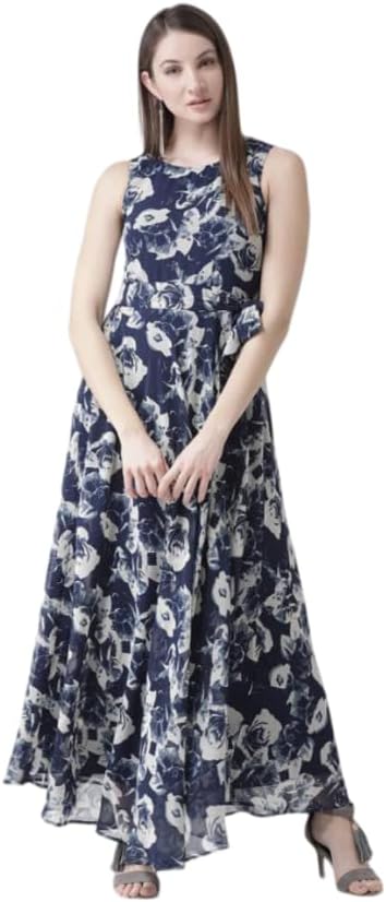 Women's long Printed Dresses|Sleeveless with Round neck casual women's dresses