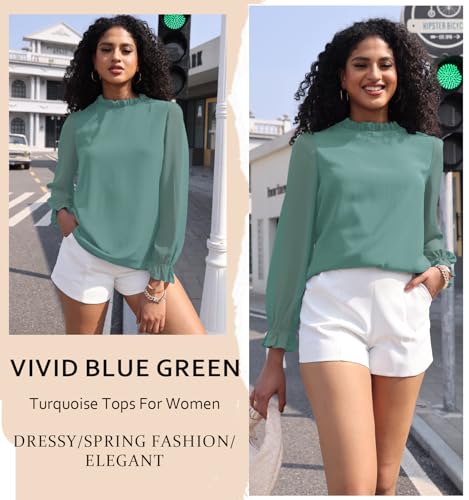 Image of Aifer Womens Blouses Dressy Casual Business Work Shirts Mock Neck Tops