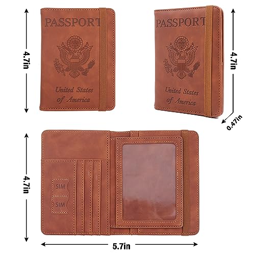 Image of Melsbrinna Rfid Passport Holder for Travel women /Men, Cute Passport Wallet Rfid Blocking Card Slots, Rfid Passport Cover /CaseTravel Wallet, Passport Book Holder (1, Brown1)