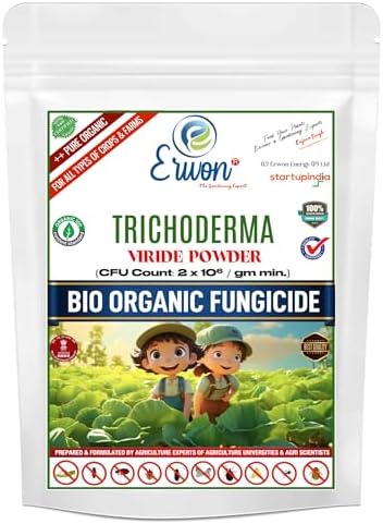 Erwon® Trichoderma Fungicide - Viride Powder for plants (2 x 10^8 CFU per Gram) Bio Fungicide - Prevents Fungal and Bacterial Diseases in Plants (400 gm)