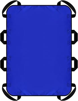 YHK 34"x 52" Positioning Bed Pad with 8 Reinforced Handles,Draw Sheet, Reusable & Washable Transfer Sheet for Turning, Lifting, Repositioning, Lightweight Double-Sided Nylon Fabric Blue, Pack of 1