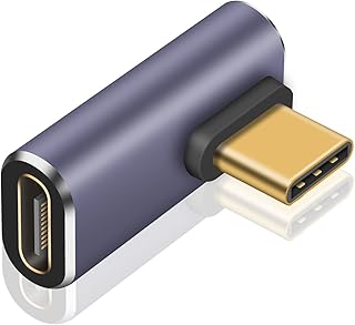 Poyiccot USB C Right Angle Adapter for USB 4 Cable, 40Gbps USB 4 Cable Adapter, 90 Degree USB C Adapter Support 8K@60Hz Video Display 100W PD for Thunderbort 4/3, USB C, HUB, Docking, Tablet(1pack)