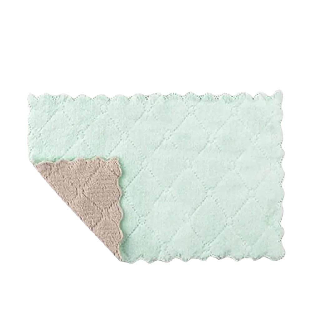 Jobaojiang Absorbent Microfiber Kitchen Dish Cloth Tableware Household Cleaning Towel Kitchen Tools Gadgets(Green,5pcs)