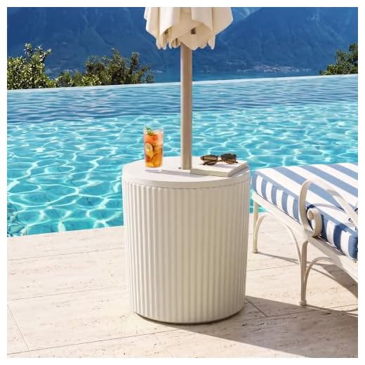 Durable Outdoor Side Table with Umbrella Hole