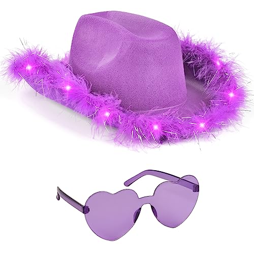 Funcredible Purple Cowboy Hat and Glasses Light Up Cowgirl