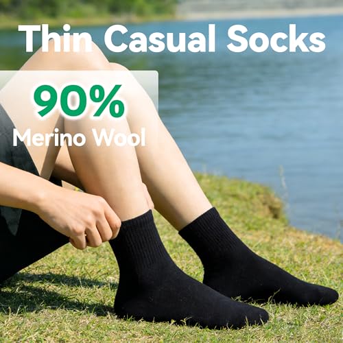 Image of 3 Pairs 90% Merino Wool Ankle Socks, Thin All-Season Casual Soft Breathable for Men Women
