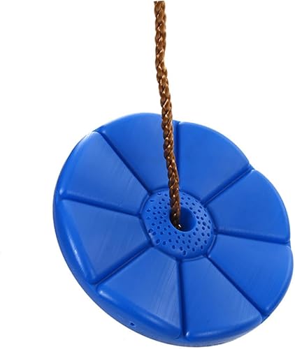 Toyvian Outdoor Octagonal Plastic Disc Swing Seat with Braided Nylon Rope and Metal Ring Tree Swing for Backyard Fun Weight Limit Blue