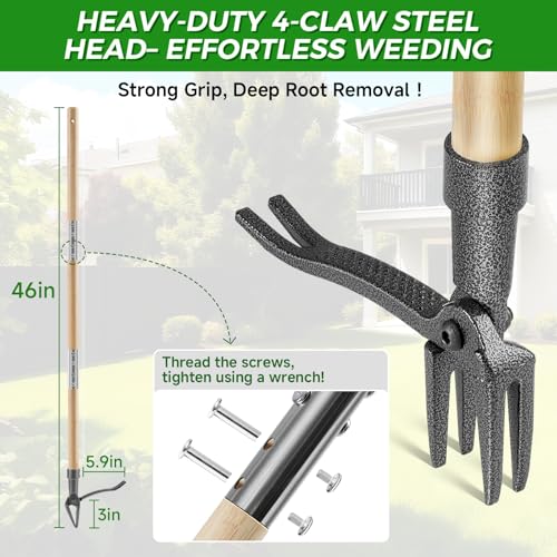 image for RexWeed Weed Puller Tool, Stand Up Heavy Duty Root Removal Tool with 4
