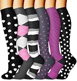 CHARMKING 6 Pairs-Compression Socks for Women & Men Circulation Best Support for Nurses, Running, Athletic,Flight Travel (Multi 22,S/M)