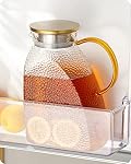 Baffect Pitcher d'eau, haut borosilicate en verre avec luge en acier inoxydable, carafe de porte de réfrigérateur étanche pour boissons chaudes ou froides (1.8 L/63 oz.)