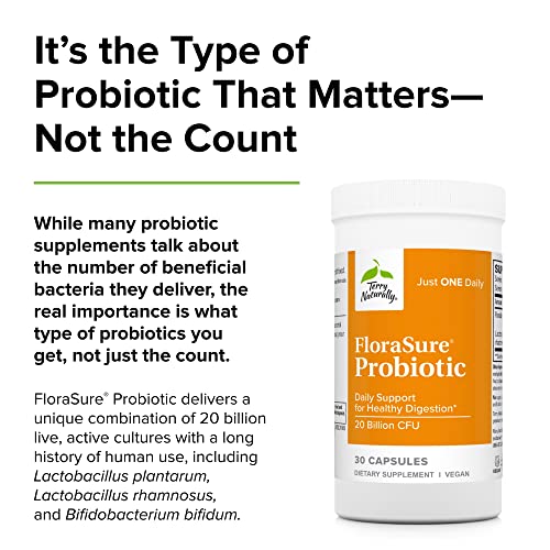 Terry Naturally Florasure Probiotic - 30 Capsules - Daily Support For Healthy Digestion - Non-Gmo, Vegan, Kosher - 30 Servings #TOP3