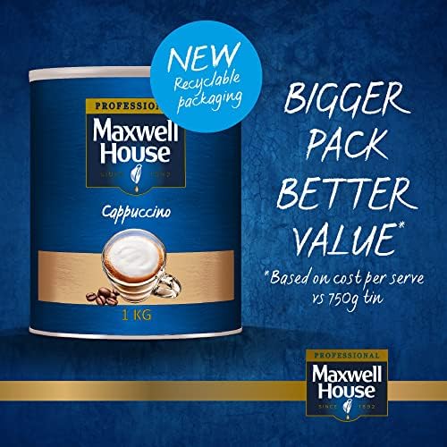 Maxwell House Cappuccino Instant Coffee - Tin 1kg (Pack of 1)