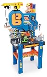 Incluye 92 accesorios Smoby-360715 Centro de Bricolaje y grúa, Color Negro, Azul, Gris, Amarillo (Simba Toys 360715)