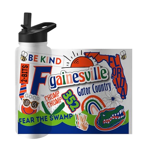 Image of Logo Brands NCAA Native 34 oz Quencher Water Bottle - | Local Icons Design | Double-Wall Insulated| Leak-Proof Lid & Built-In Straw