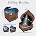 SAMAH Ocean Resin Heart LED Lighted Engagement Ring Box, Personalized Walnut Wooden Ring Box, Ring Display Box for Proposal, Wedding, Anniversary, Valentine's Day, Birthday, Christmas Gifts for Women