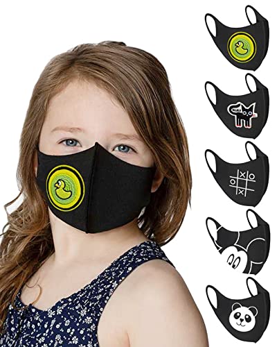 Adjustable Face Mask for Kids - Reusable Washable - 5 Layered - for Girls / Boys - With Ear & Neck Strap by Oromask