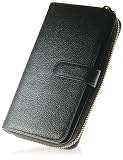 [BLUE SINCERE] 通帳も入る 長財布 レディース 本革 大容量 カード30枚 RFID スキミングブロック 法人と個人の仕分け財布 保険証 外貨 サイフ / SW7 (ロイヤルブラック)