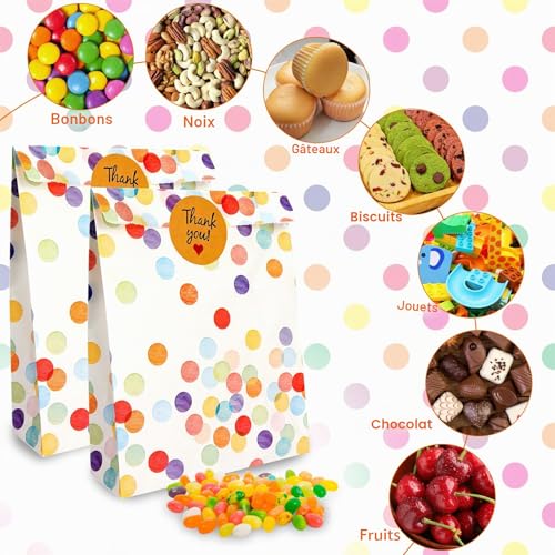 Bomtop 30 Pièces Sachet Anniversaire Enfant avec 36 Autocollants, Sachet Bonbon Anniversaire Garcon et Filles, Pochette Cadeau, Sacs Cadeau en Papier pour d'anniversaire, Mariage, Noël, Party, Fêtes – vue 4