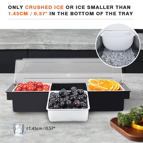 JUSINGMI Bar Fruit Condiment Caddy With Lid,Bar Garnish Tray Caddy For Bartenders,Plastic Toppings Container For Fruits,Ice Cream,Salad(3 Compartment) by JUSINGMI - Image 5