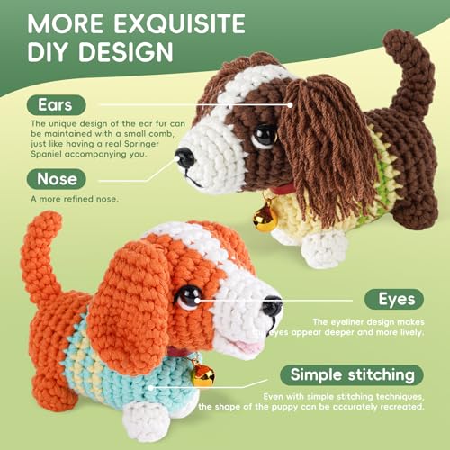 Kit de crochet pour débutants iptek : chiens beagle et épagneul à créer - 7