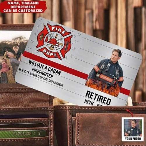 Upload Photo - Personalized Firefighter Custom Department & Name Aluminum Wallet Card4