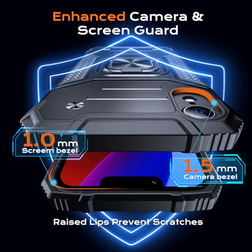 Image of Anqrp Heavy Duty Case for iPhone XR Case with Enhanced Ring Holder Grip Stand, Military Grade Shockproof Rugged Drop Protective Silicone Hard Slim iPhone XR Phone Case Cover, Matte Black