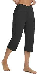 baleaf Womens Capri Pants with Pockets High Waisted Yoga Capri Leggings 18” Cropped Pants Workout Straight Leg Casual Summer