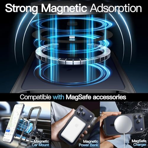 Image of Magnetic Case for iPhone 17 Pro 6.3-Inch Compatible with MagSafe, Shockproof Phone Bumper Cover, Anti-Scratch Clear Back (Black)