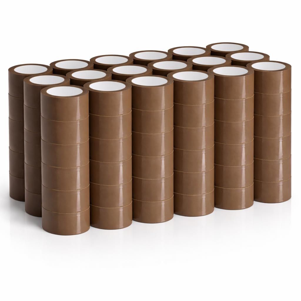 Bayli 72 Rollen PP Packband Braun 48mm x 66m – reißfestes Verpackungsband für Lager & Versand – Großpack für Vielverbraucher
