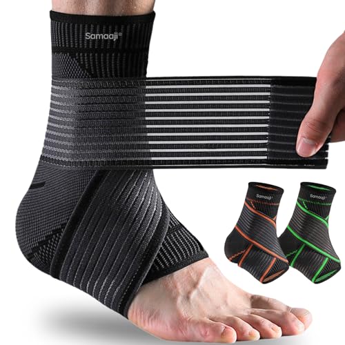 Ankle Brace with Strap | Sprained Ankle Support for Ligament Damage | Plantar Fasciitis Support Achilles Tendonitis Relief Support | Ankle Brace for Men & Women | Foot Brace for Sports | Pain Relief