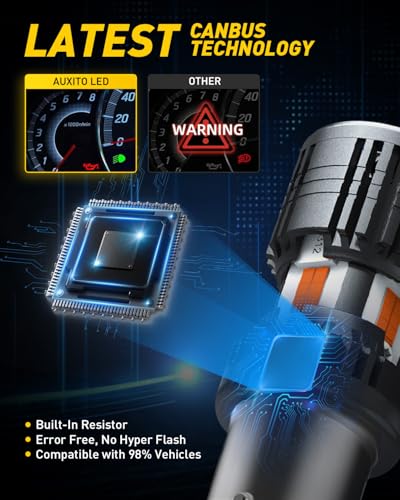 Image of AUXITO CANBUS 1157 LED Bulbs Amber Yellow with Built-in Resistor 2057 2357 7528 BAY15D P21 /5W Anti Hyper Flash Error Free Front Rear Turn Signal Lights Blinker Marker DRL Parking Lights, Pack of 2