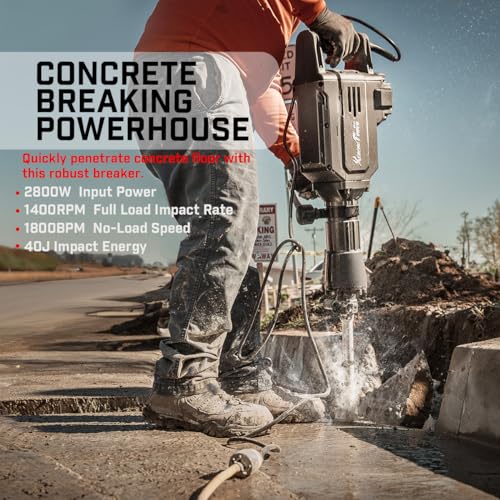 Image of XtremepowerUS 2800W Demolition Jack Hammer Point Chisel Bits Demo Jack Hammer Cement Concrete Floor Breaker Block Punch Drill 55J Case