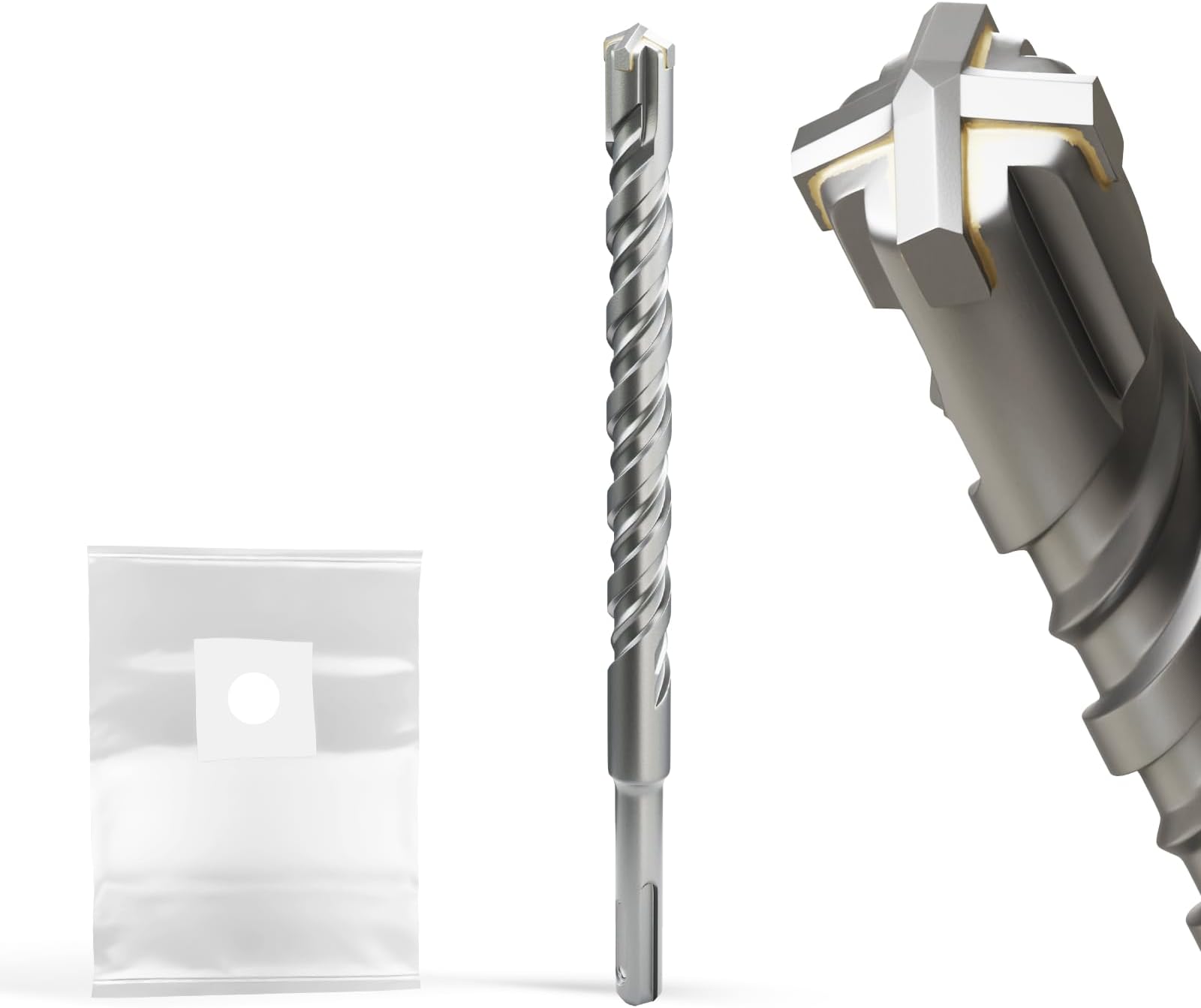 SDS Plus Masonry Drill Bits - 16mm x 210mm, Professional Tungsten Carbide Cross Tip, Long SDS Hammer Drill Bits for Wall, Stone, Concrete, Brick