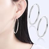 Pendientes De Botón De Moda, Grandes Aros De Oreja, Pendientes De Plata De Ley 925, Brillantes, Sencillos Y Modernos para Mujer, Regalo De Joyería con Encanto., 3CM