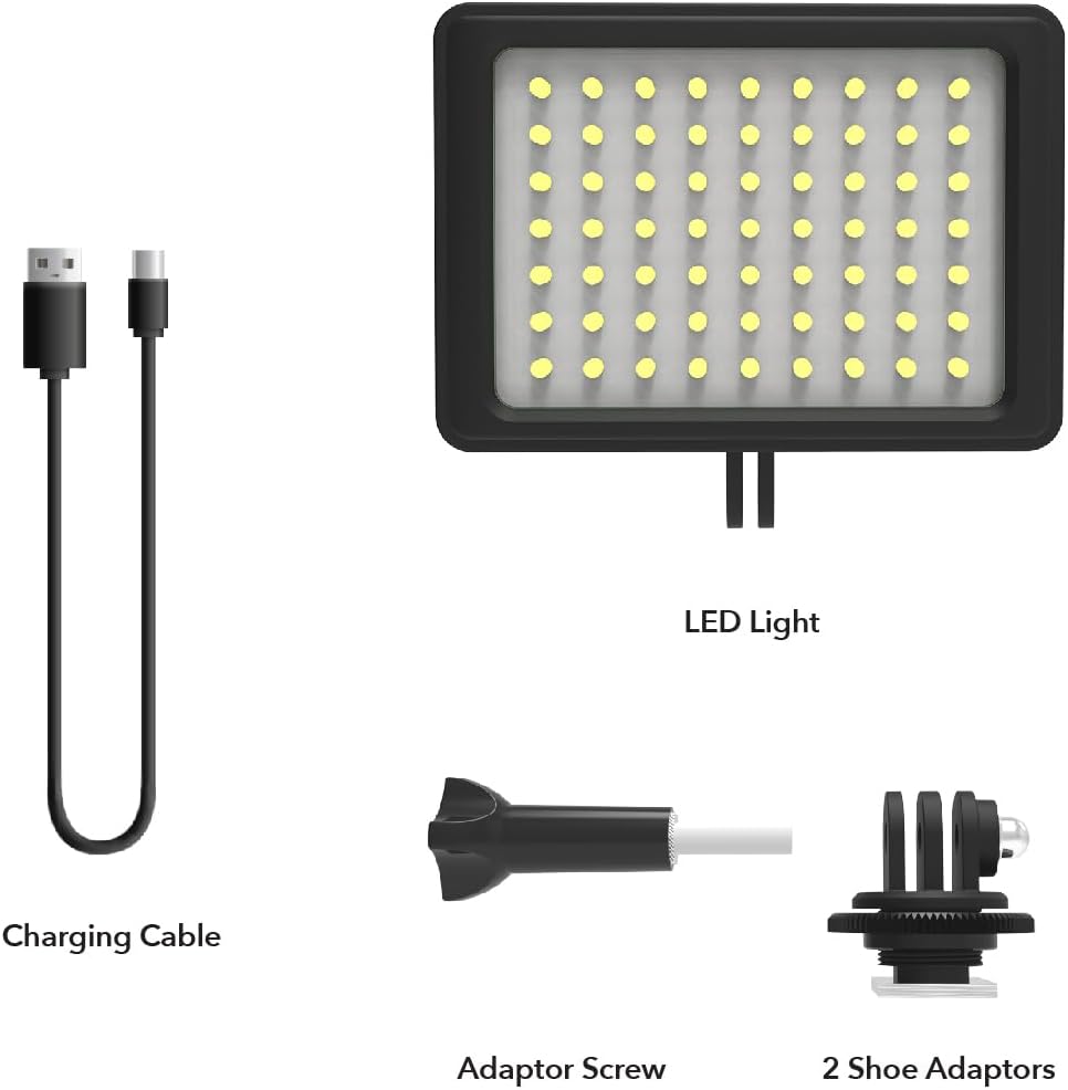Re-Fuel Endurance Bundle – Compact Action Camera 50 LED Video Light + Long-Duration Power Module for GoPro Hero 9-13 – Waterproof, Dustproof, Shock-Resistant Filming Kit