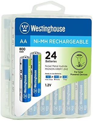 24pc Westinghouse Pre Charged Always Ready AA 1.2 Volt 800mAh Ni-Mh Rechargeable Battery for Solar Garden Lights …