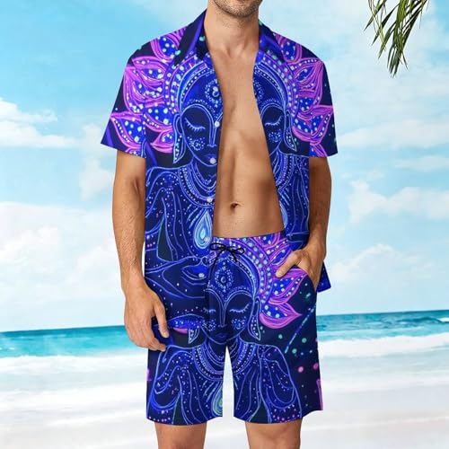 Conjunto de playa de hombre con camiseta de botones para vacaciones y tardes de relax 4