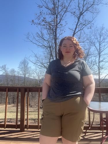 FOREYOND Women's Plus Size Golf Shorts Quick Dry 9'' Hiking Cargo Shorts Athletic Casual Summer Bermuda with Pockets2