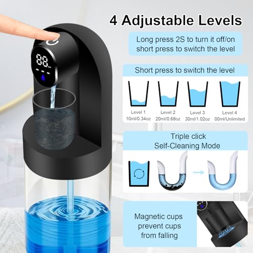 Image of Automatic Mouthwash Dispenser for Bathroom, 20.29 oz Touchless Smart Wall-Mounted Mouth Wash Dispensers, 4 Magnetic Cups, 4 Dispensing Modes, Hands-Free Bathroom Accessories for Home Kids Family-Black