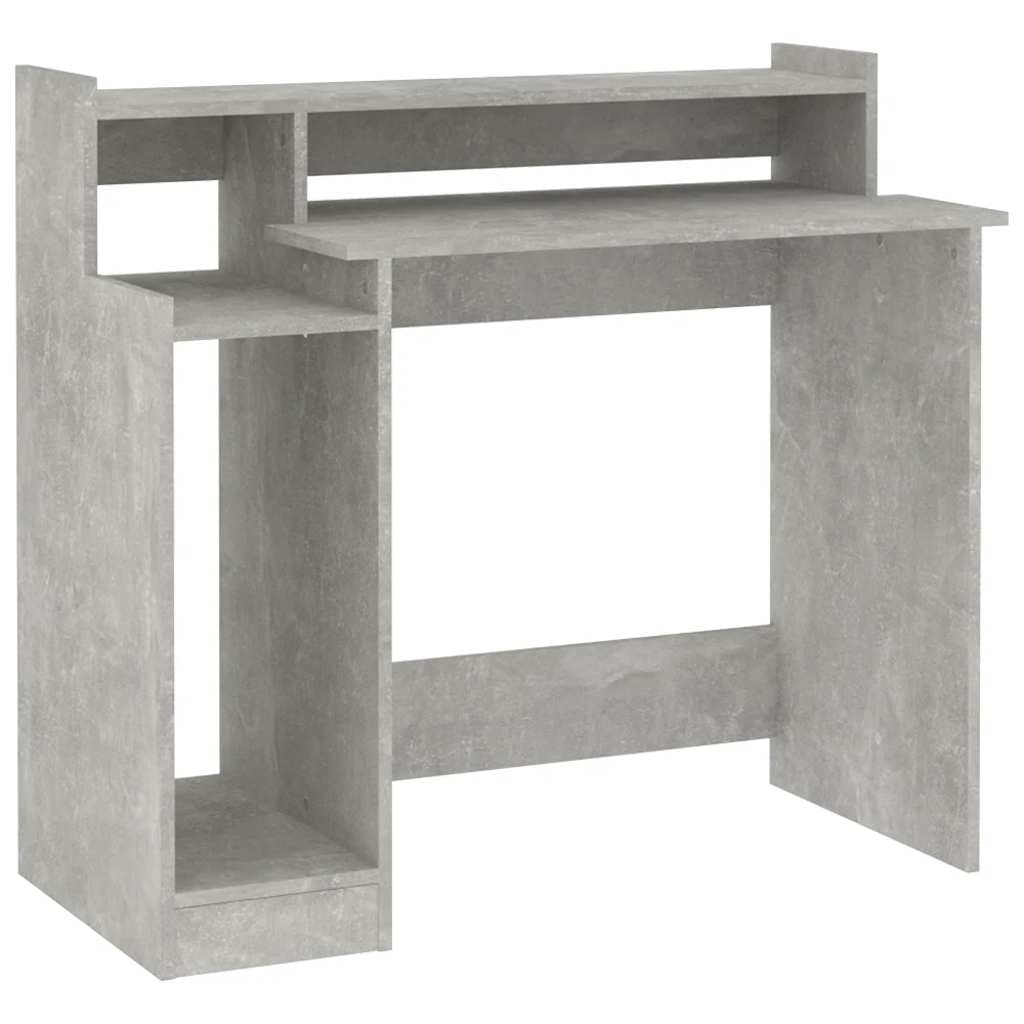 Bureau Gris béton en Bois d'ingénierie 97x45x90 cm avec éclairage LED intégré Poste de Travail Informatique Compact pour télétravail et étude à la Maison Bureau Gamer et étudiant