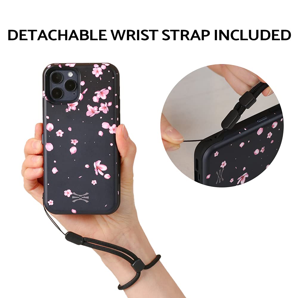 TORU CX PRO Cover a portafoglio progettata per iPhone 12 / iPhone 12 Pro Custodia con portacarte, cinturino e specchio - Fiori