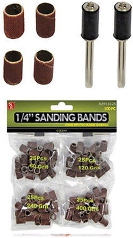 ARC-POWER for 102 PC Sanding Sander Bands Drums 1/4" Round Mixed Grits for Dremel Rotary Tool