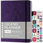Legend Planner PRO – Undated Weekly & Monthly Life Planner for Goals & Productivity. Time Management Organizer Notebook, 18x25.5cm (Dark Purple)