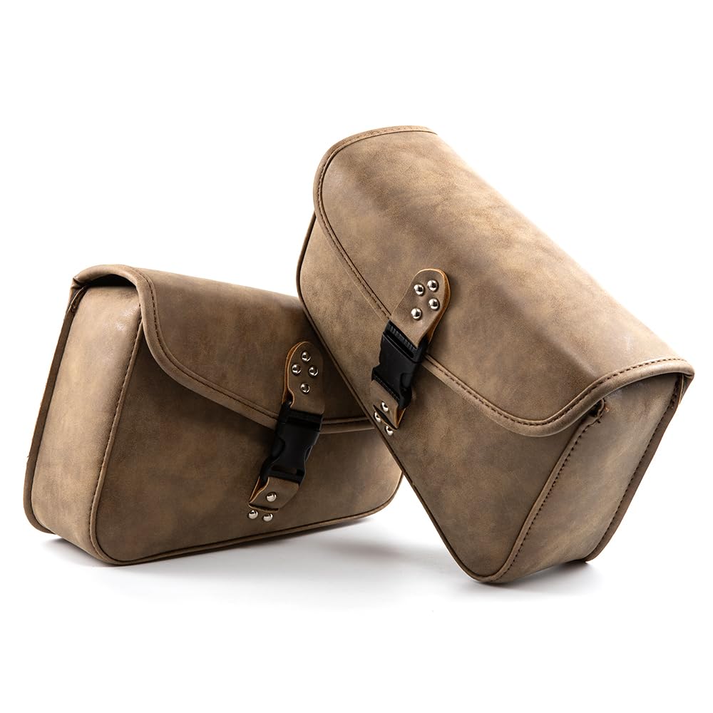 Borsa da moto marrone in pelle PU Swing Bag Tasche laterali Borsa bagaglio triangolare con grande capacità (sinistra)