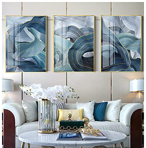 Art mural abstrait motif géométrique toile salon moderne triptyque 50x70