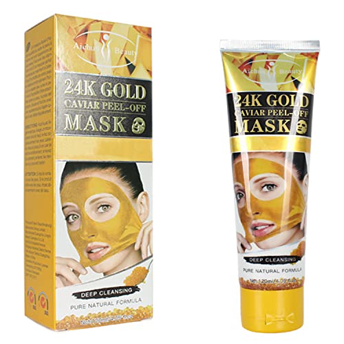 Aichun Beauty Peel-Off Facial Mask Deep Cleansing Oil & Dirt Pores Face Skin Recover Vitamin A & E 120Ml/4.05Fl.oz (24K Gold Caviar Peel-Off Mask) #TOP13