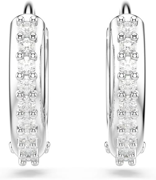 Swarovski Matrix Hoop Earrings, Round Cut, Clear Crystals, Gold-Tone and Rhodium Finishes