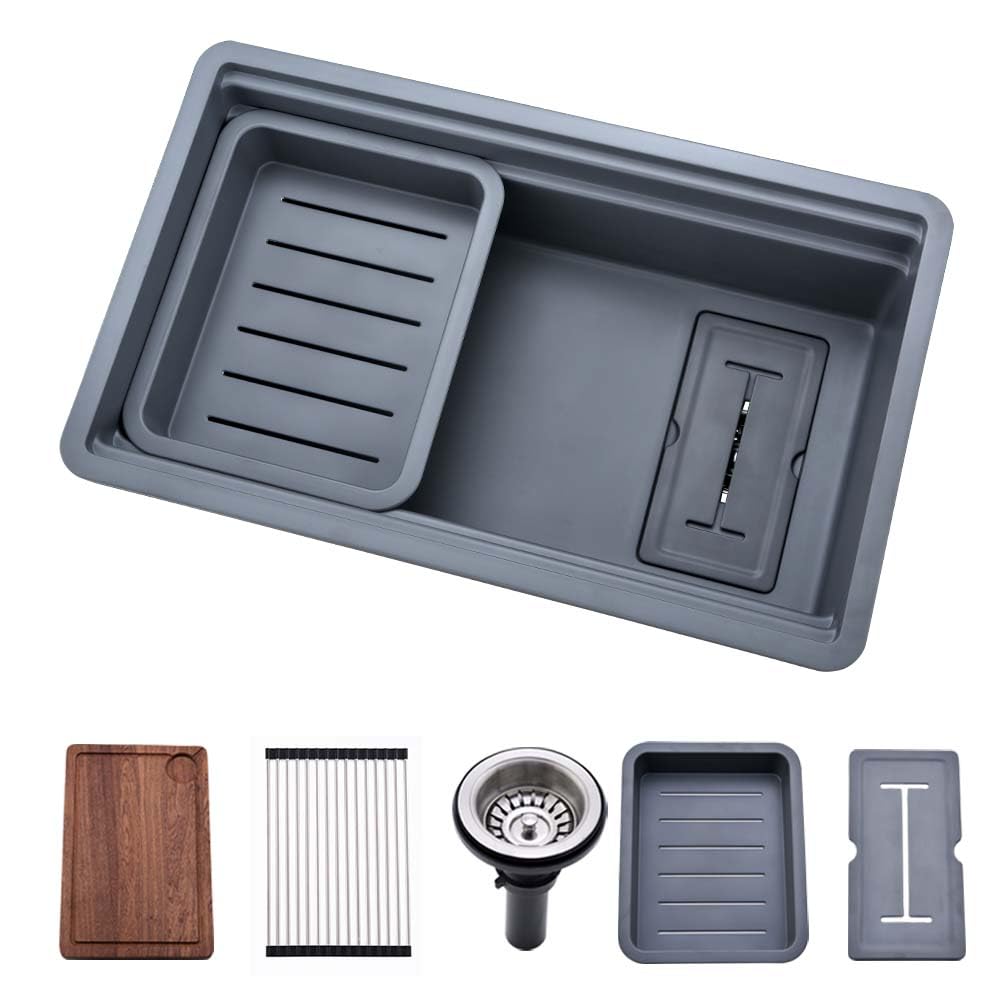 Évier de cuisine encastré 76,2 cm avec double rebord et planche amovible