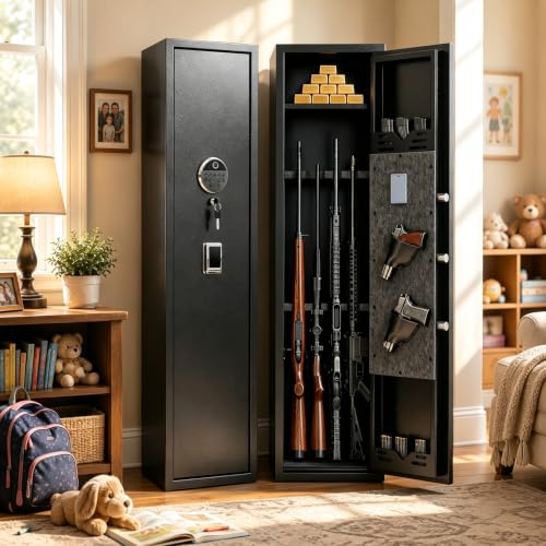 Biometric Gun Safe for Rifles and Pistols, 4-8 Gun Long Rifle Safe