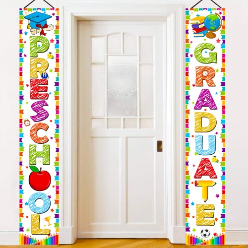 Preschool Graduation Decorations Porch Sign, Preschool Graduation Banner for Outdoor 71x12 Inch Prek Graduation Decorations Porch Sign, Preschool Graduation Decorations 2023 Door Banner